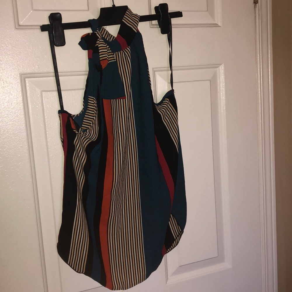 Striped top with knot on neck